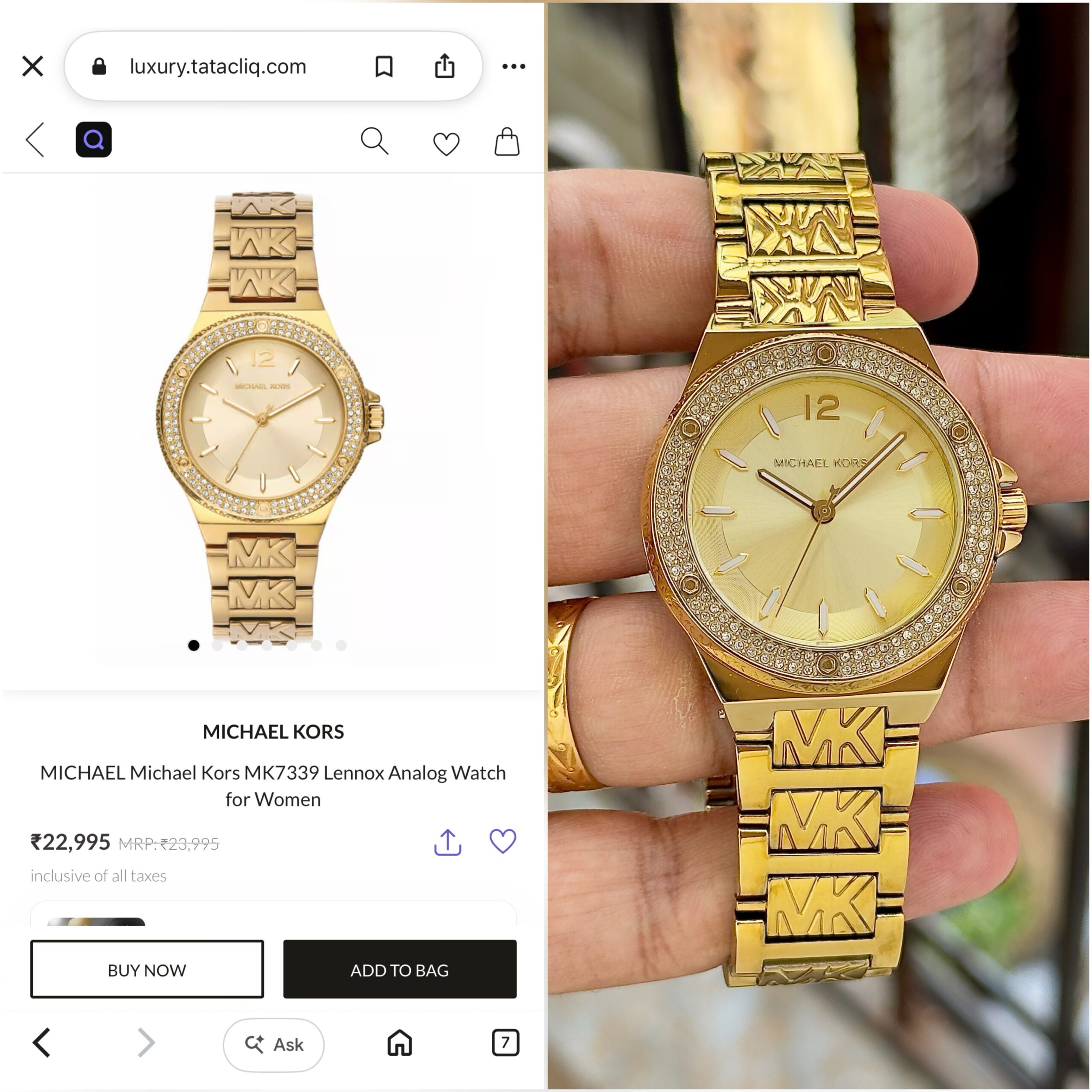 pp ✅ MICHAEL KORS MK7339 LENNOX – GOLDEN GLAMOUR WITH LUXURIOUS SPARKLE ✅ - Image 1